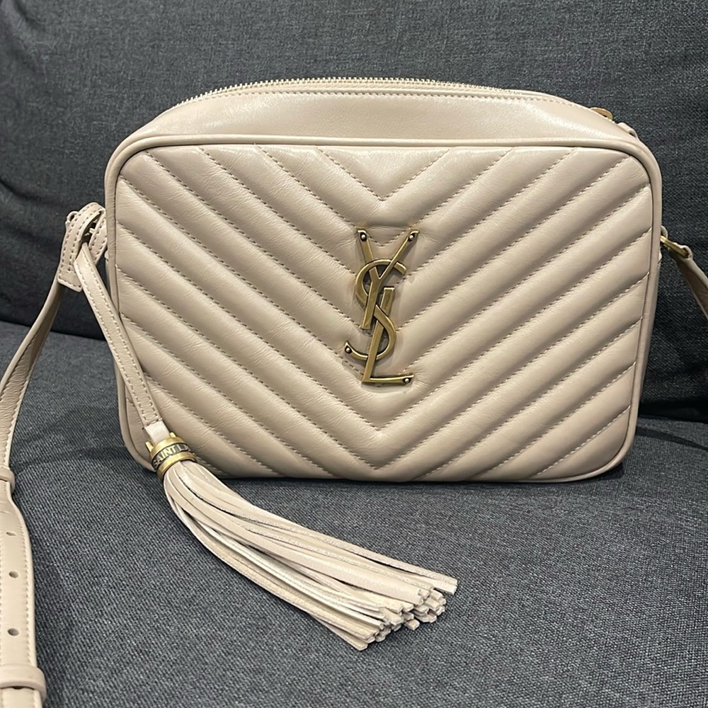 YSL Lou camera bag in dark beige mint condition
